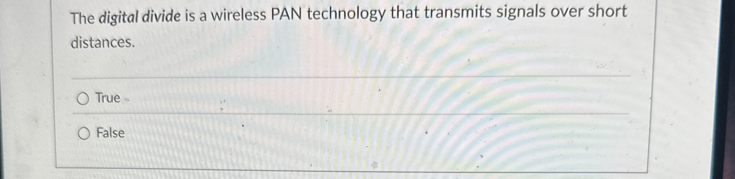 The digital divide is a wireless PAN technology