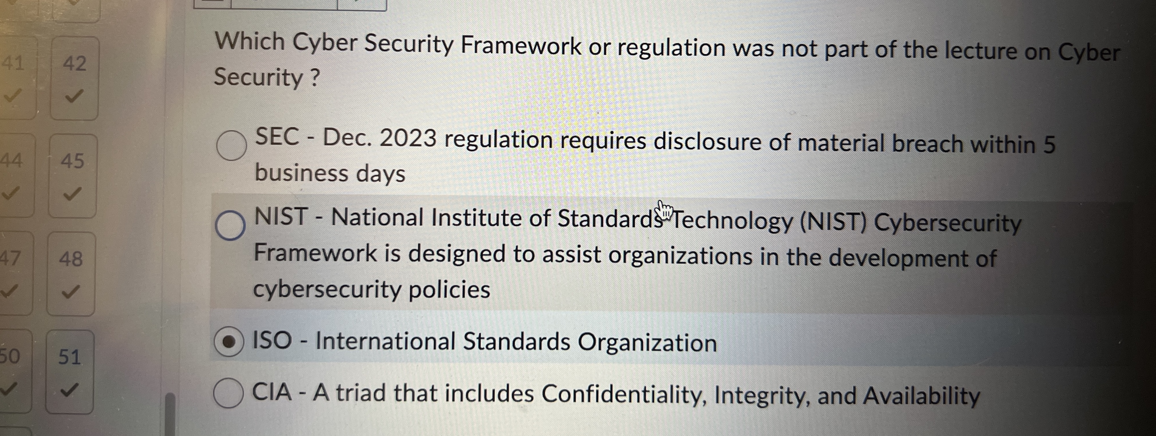 Which Cyber Security Framework or regulation was