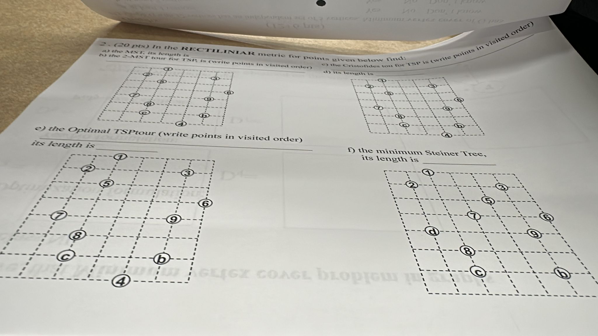 - ) Ehe Oprimal TSPtour ( write points in visited