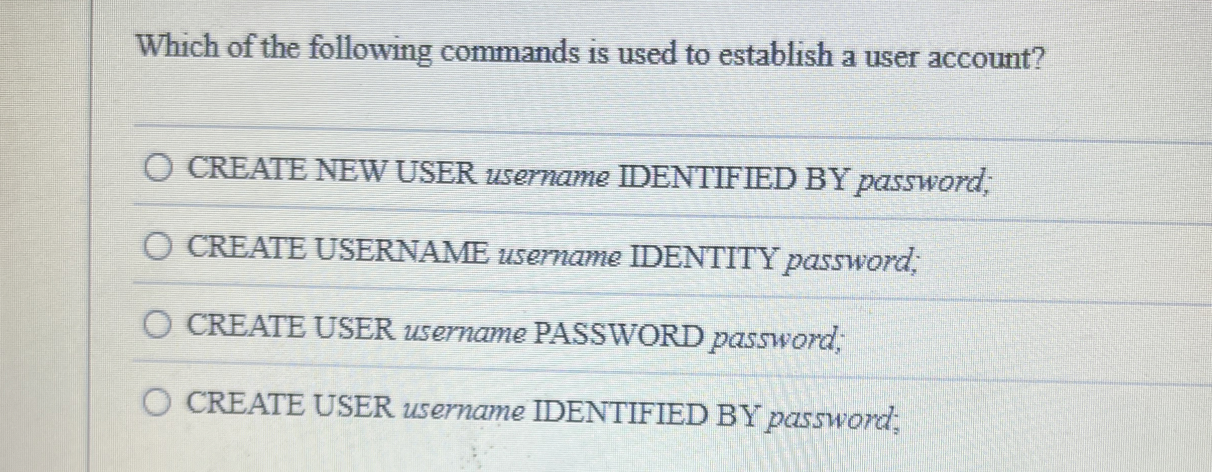 Which of the following commands is used to
