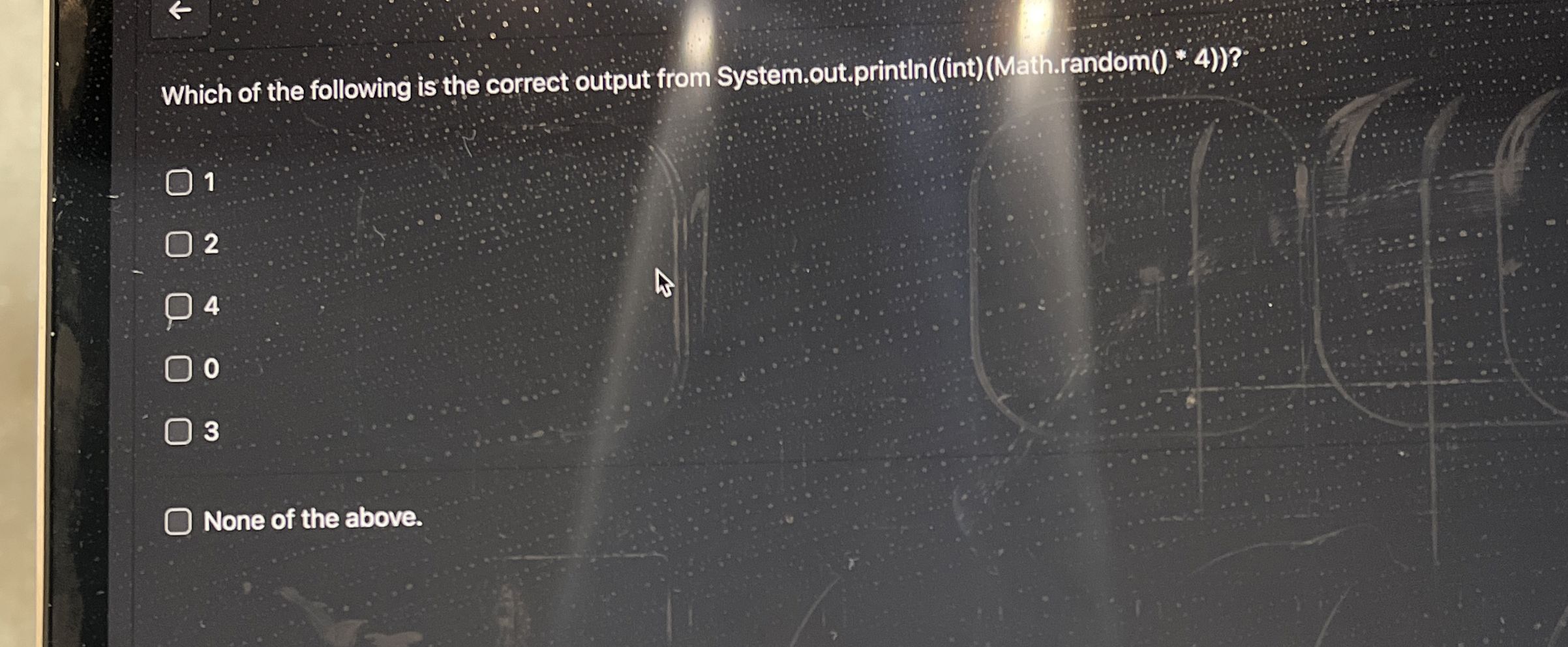 Which of the following is the correct output from