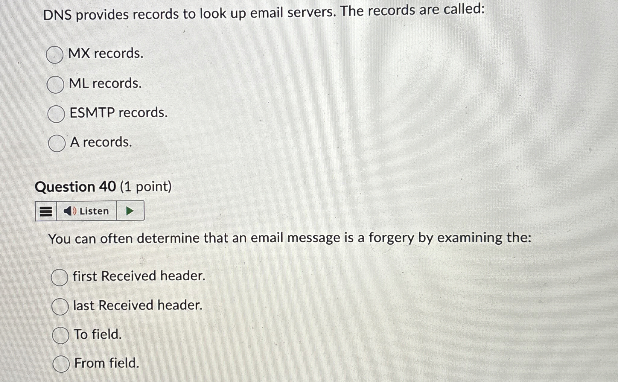 DNS provides records to look up email servers.