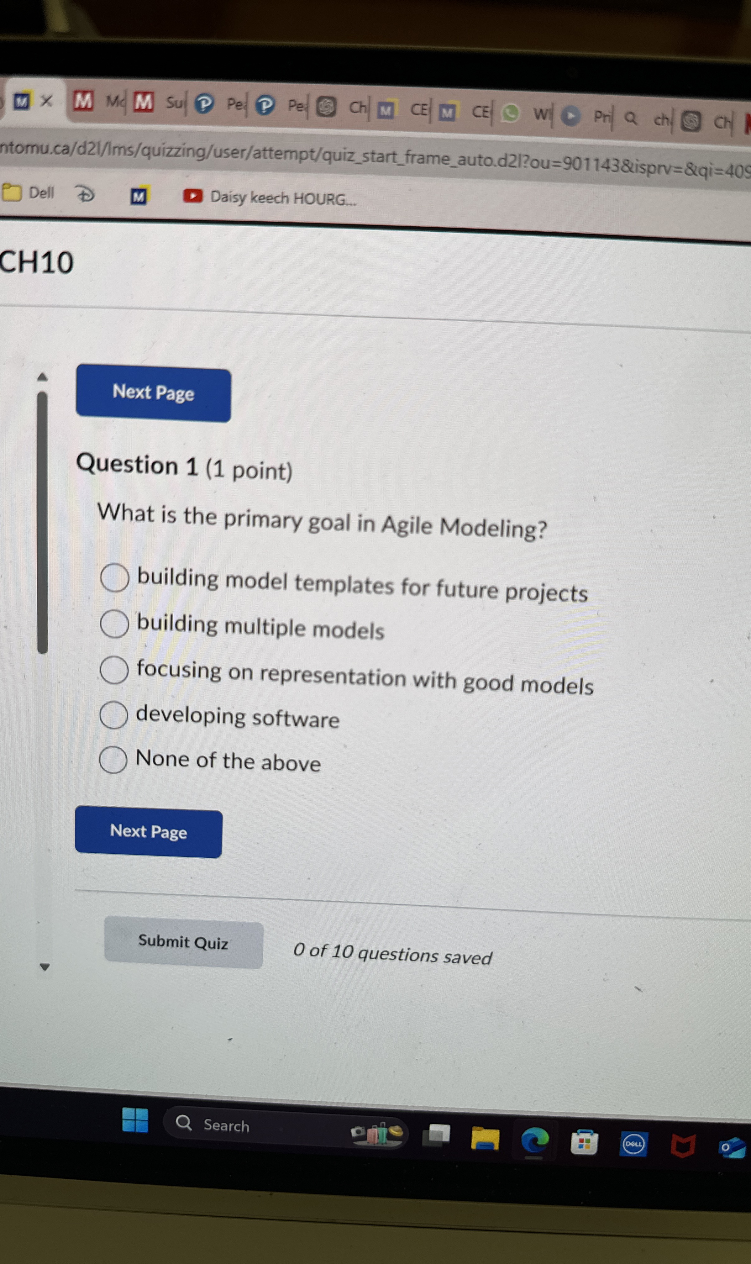 Question 1 ( 1 point ) What is the primary goal