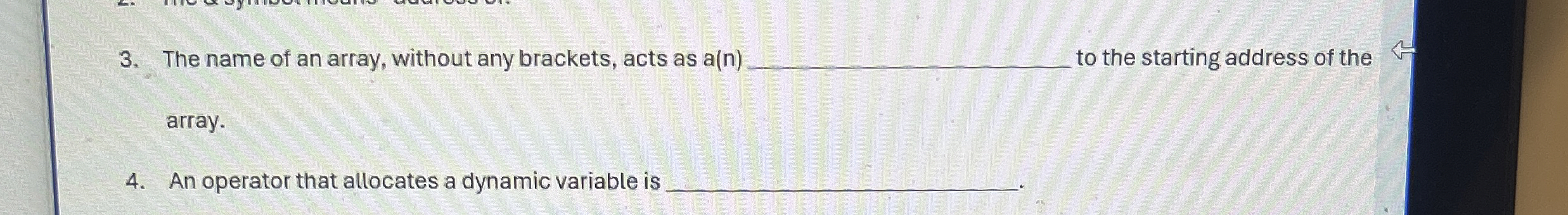 The name of an array, without any brackets, acts