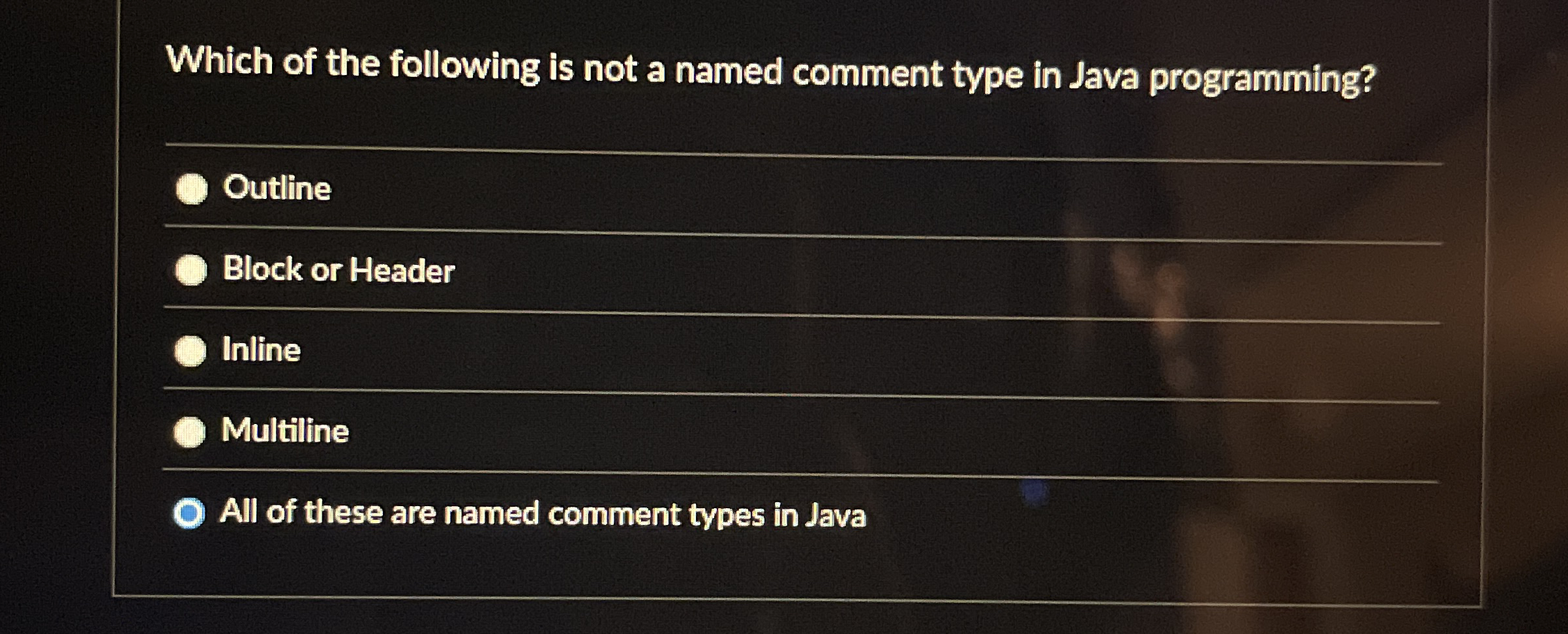 Which of the following is not a named comment