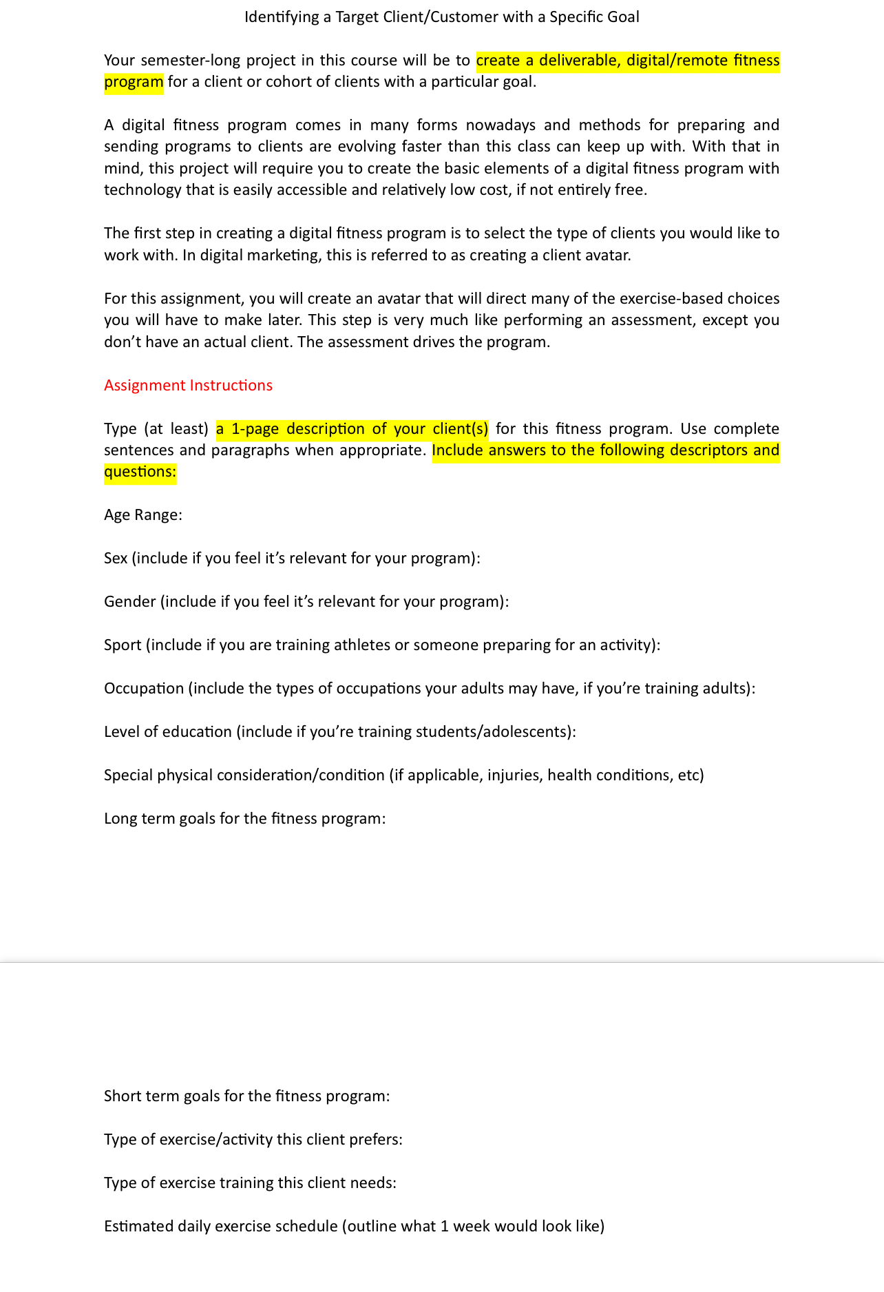 Identifying a Target Client / Customer with a
