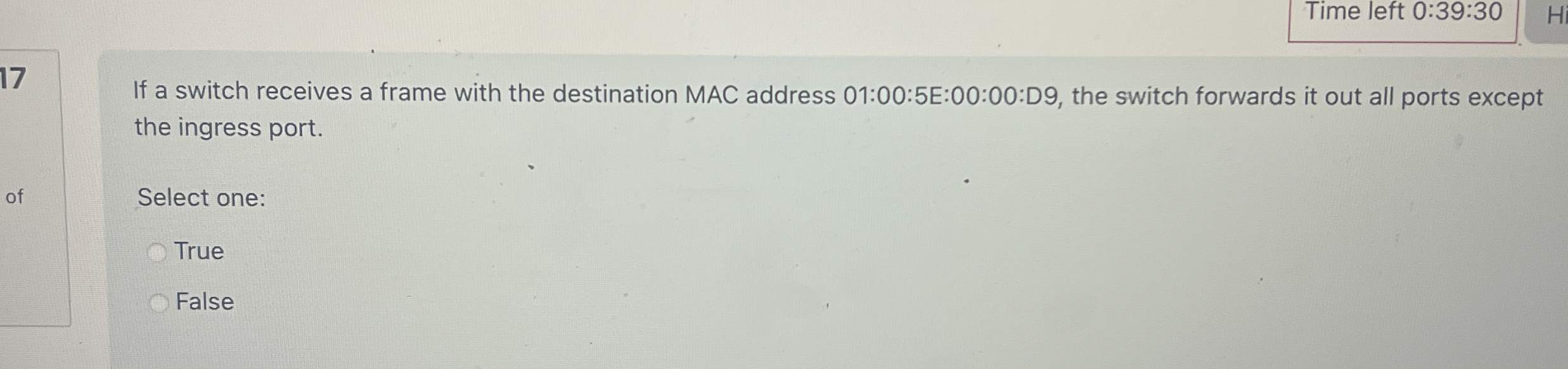 Time left 0 : 3 9 : 3 0 1 7 If a switch receives