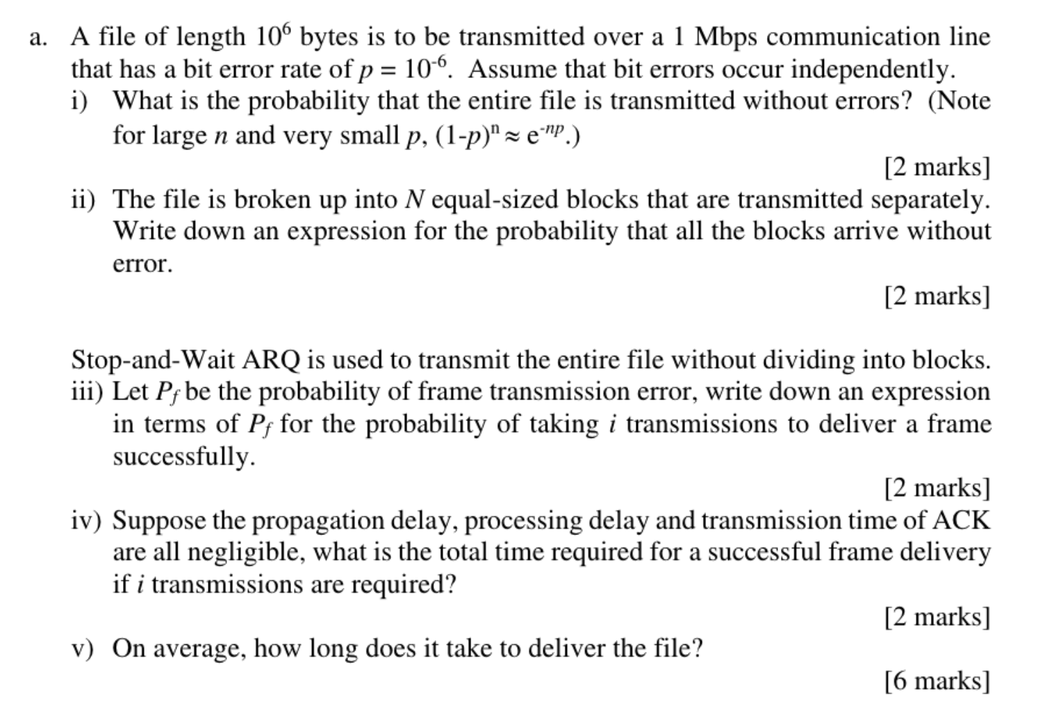 a . A file of length \ ( 1 0 ^ { 6 } \ ) bytes is
