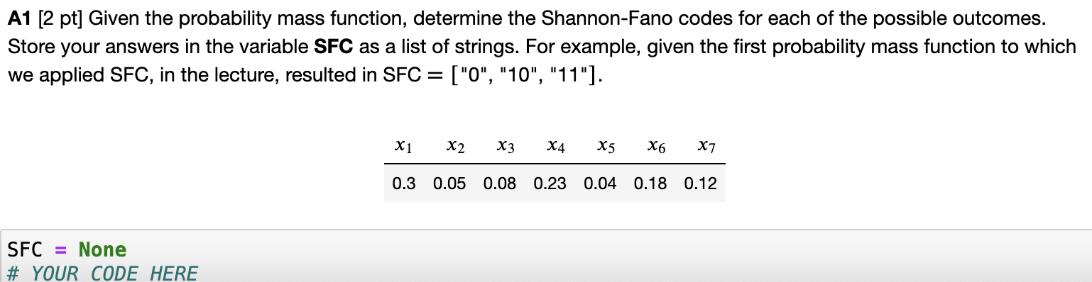 A 1 [ 2 pt ] Given the probability mass function,