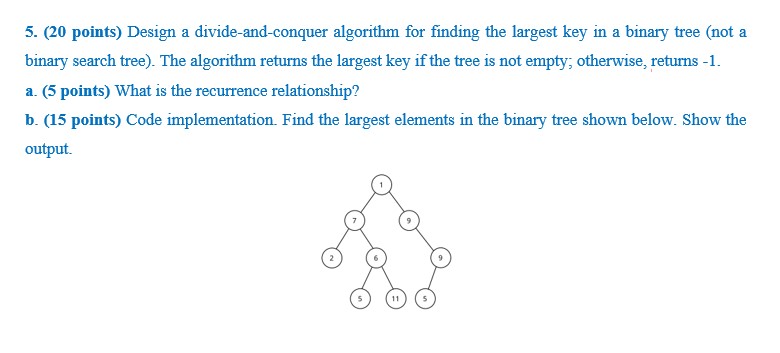 ( 2 0 points ) Design a divide - and - conquer