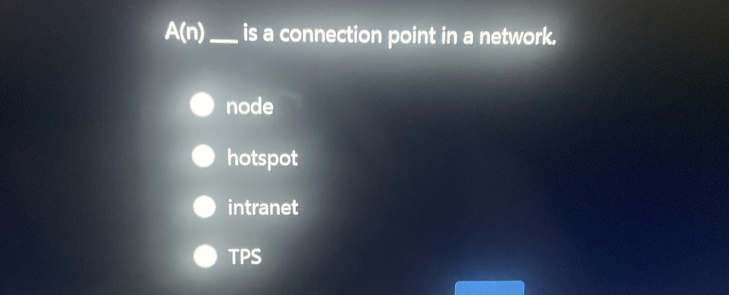 A ( n ) is a connection point in a network. node