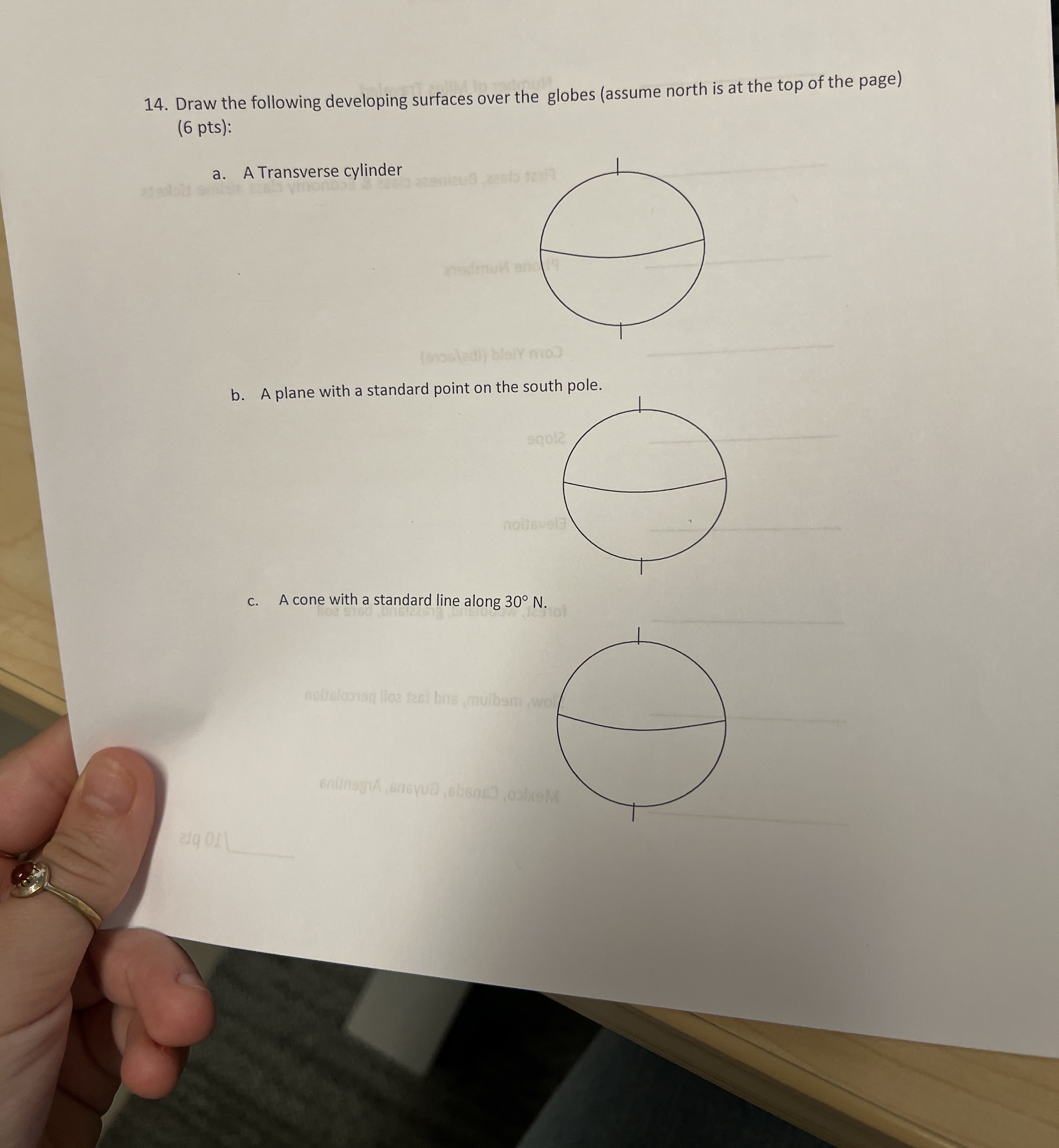 Draw the following developing surfaces over the