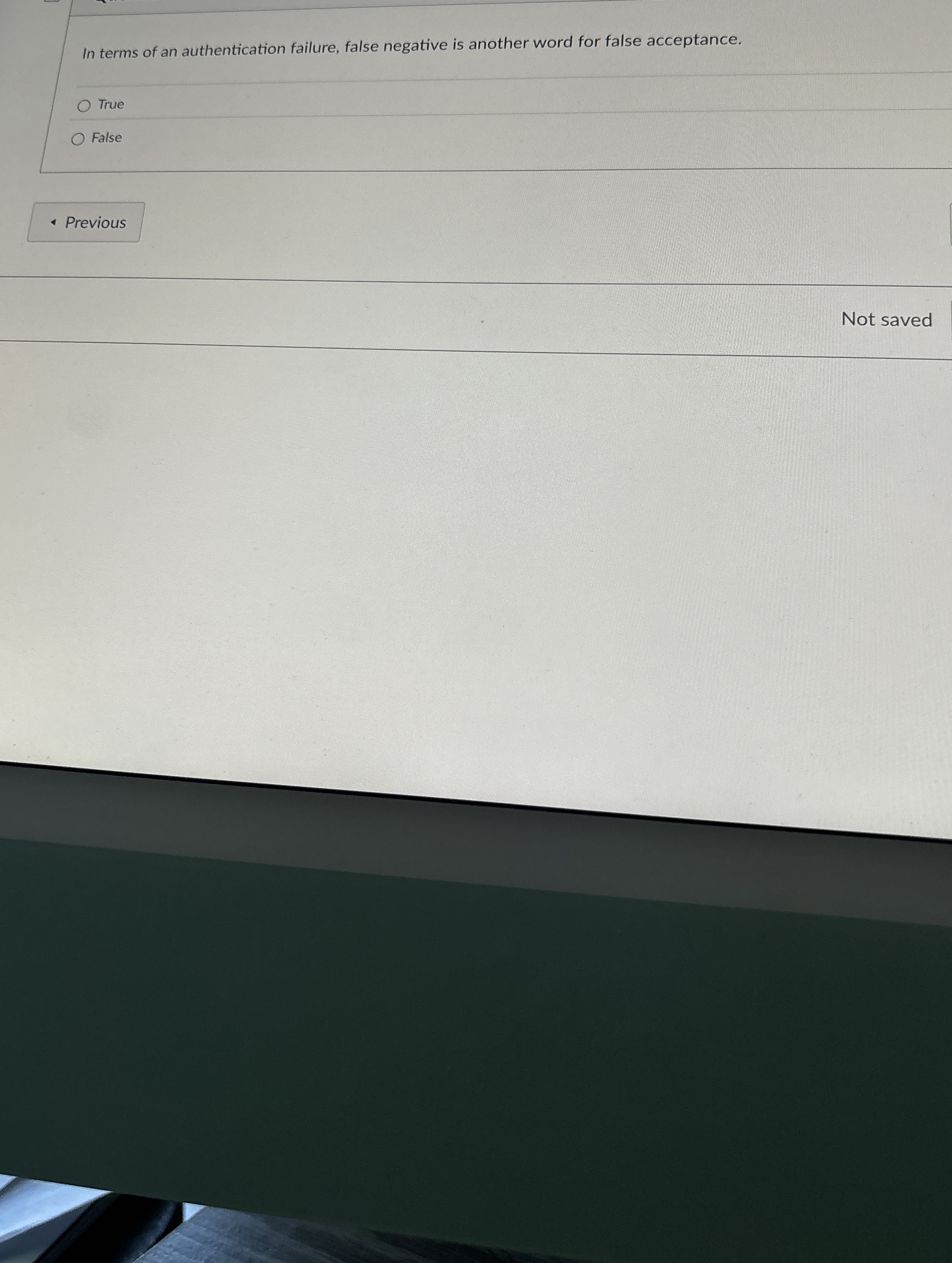 In terms of an authentication failure, false