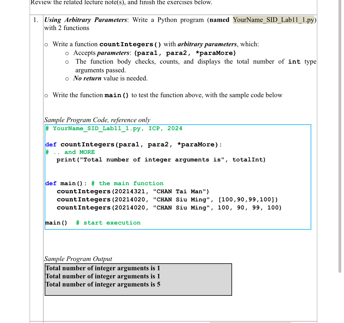 Review the related lecture note ( s ) , and
