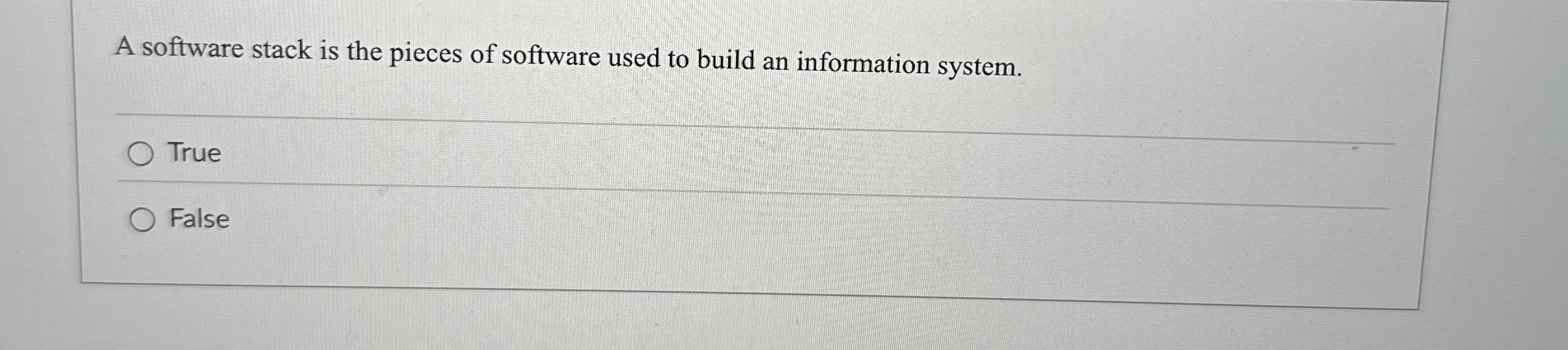 A software stack is the pieces of software used