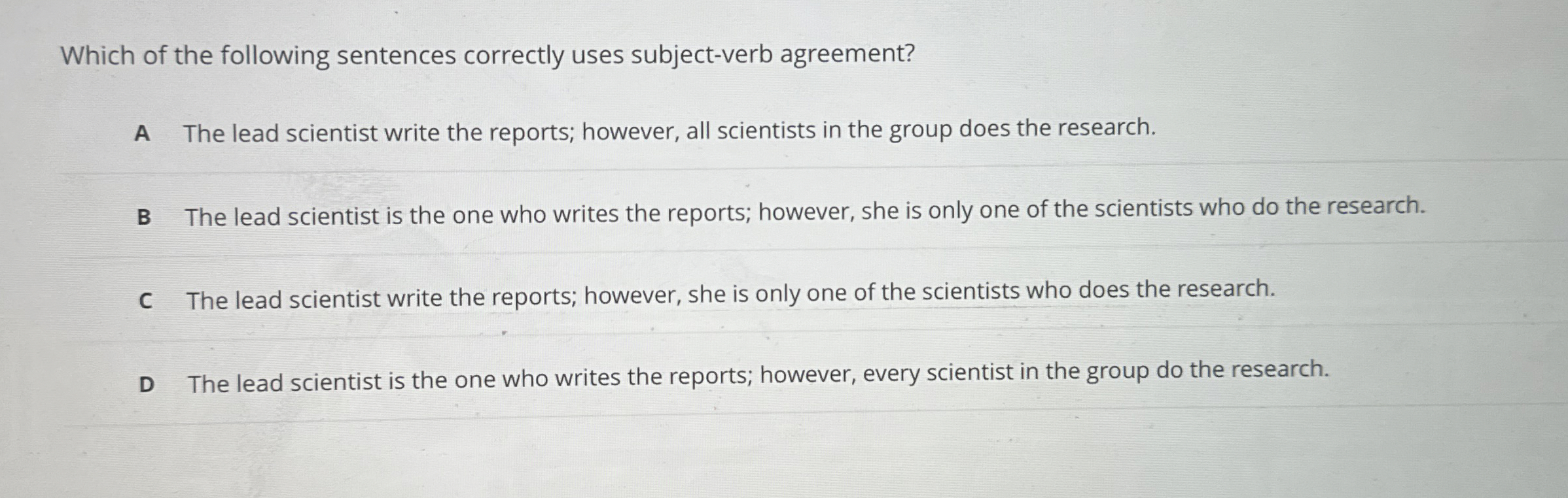 Which of the following sentences correctly uses