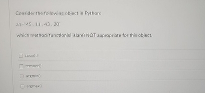 Consider the following object in Python: a 1 - 4