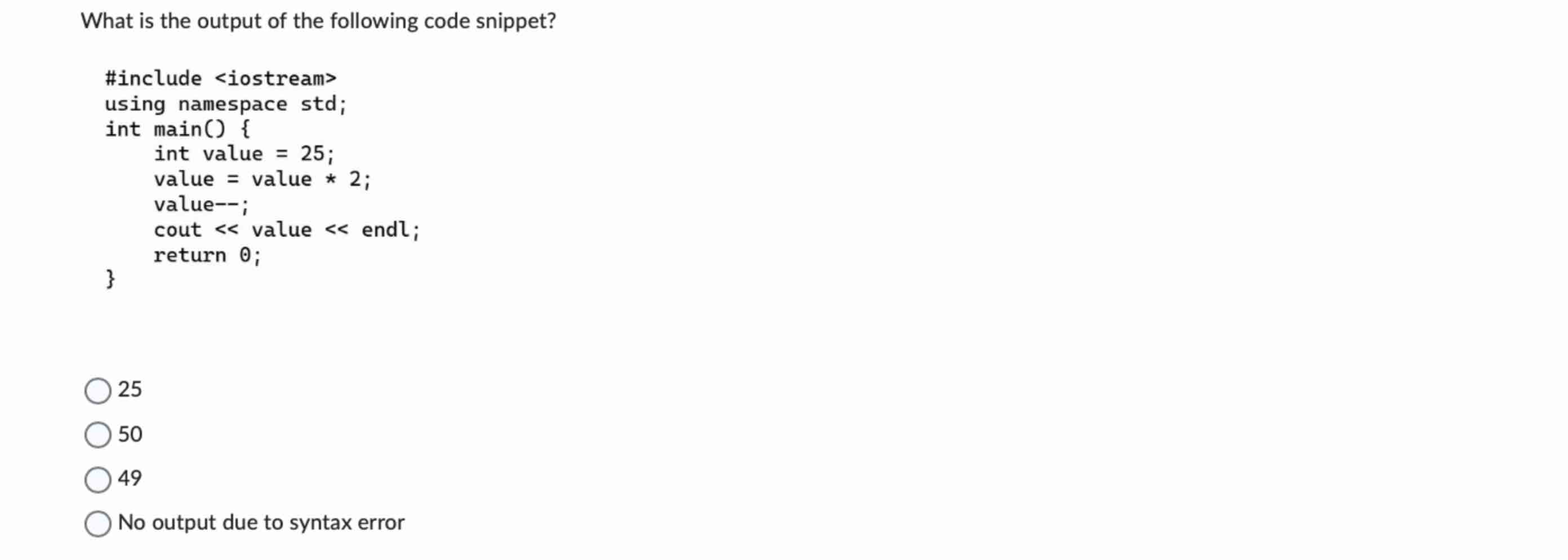 What is the output of the following code snippet?