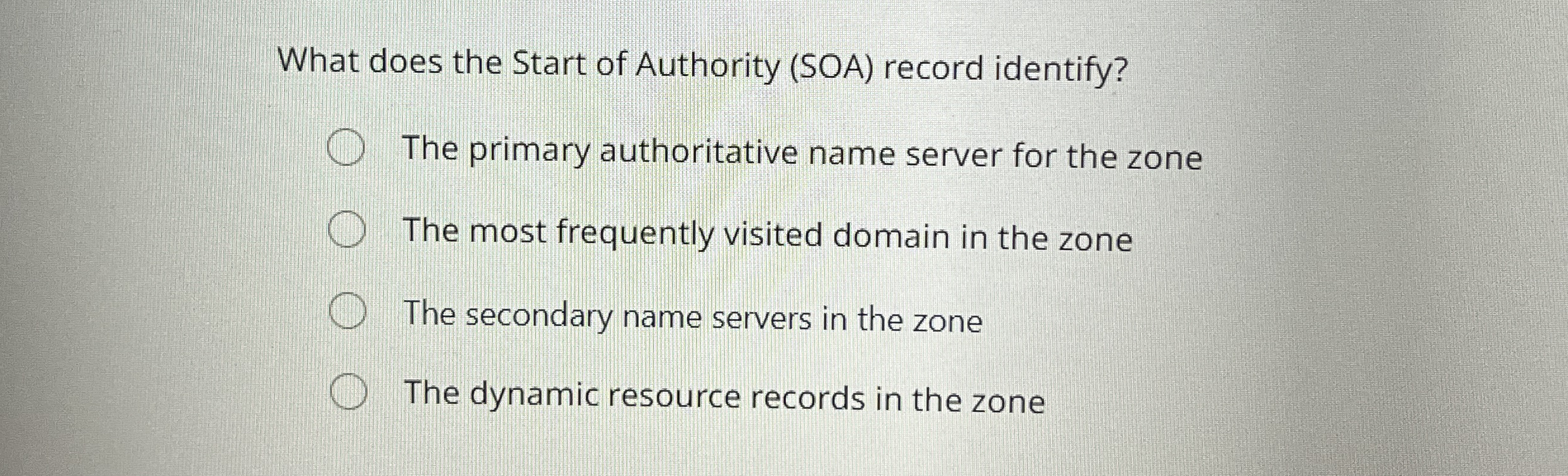 What does the Start of Authority ( SOA ) record