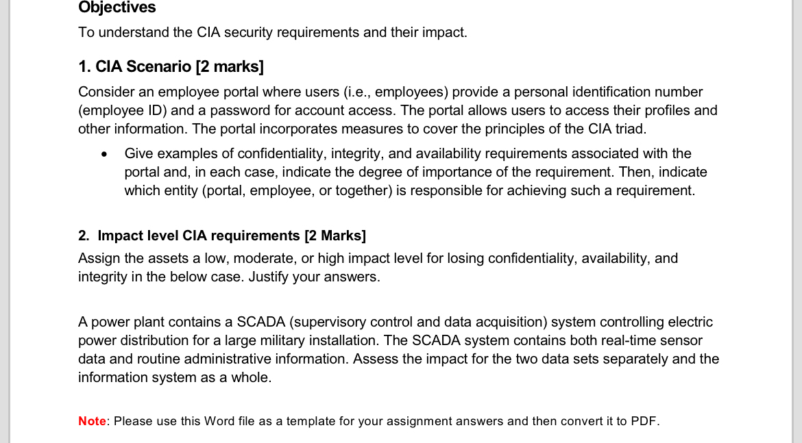 Objectives To understand the CIA security