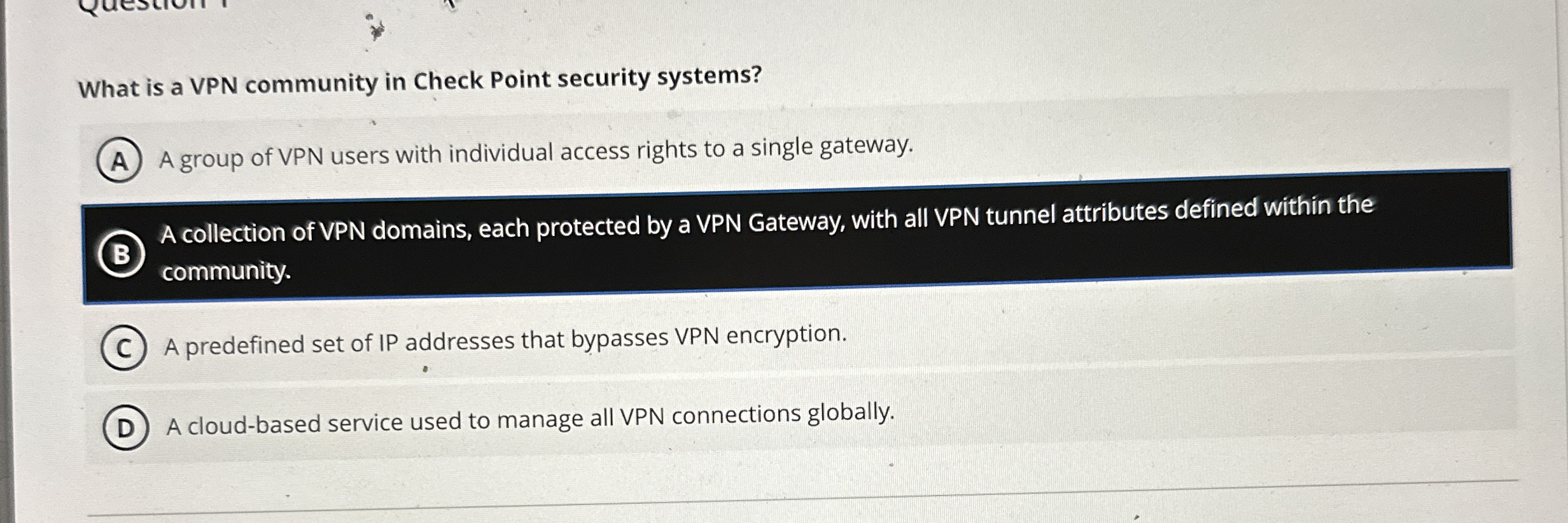 What is a VPN community in Check Point security