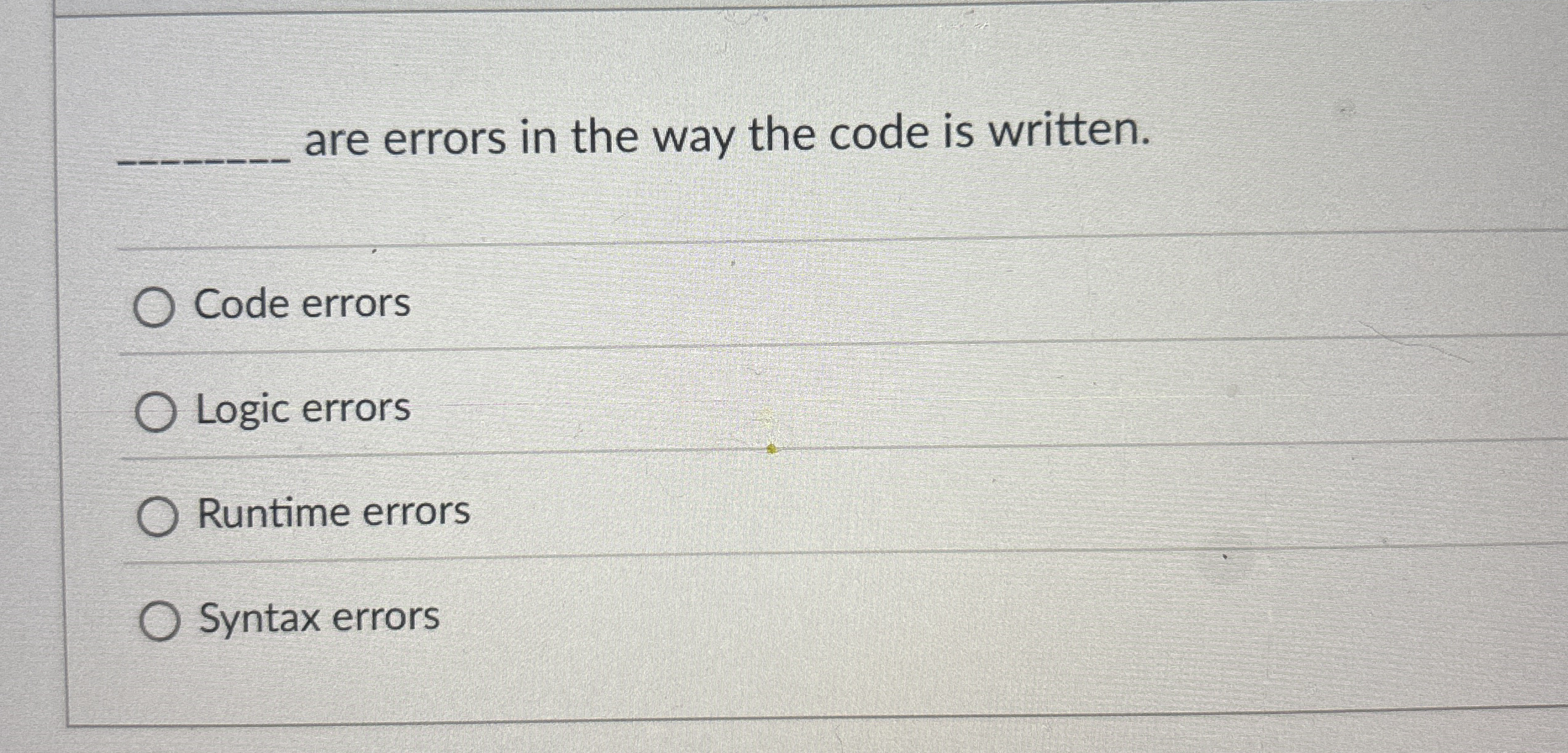 are errors in the way the code is written. Code