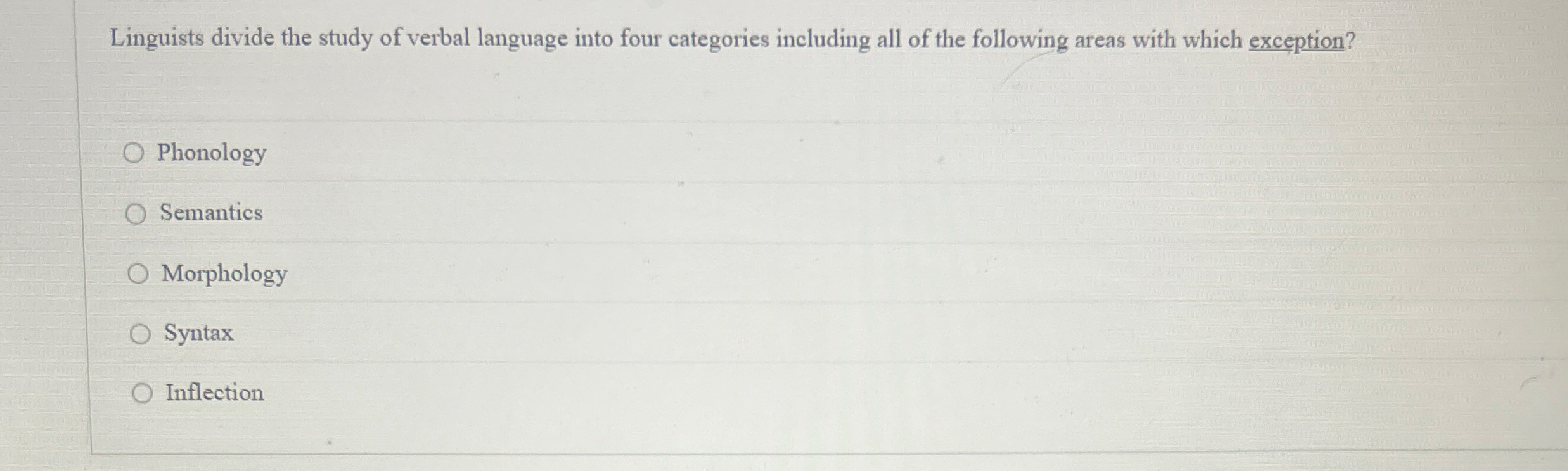 Linguists divide the study of verbal language
