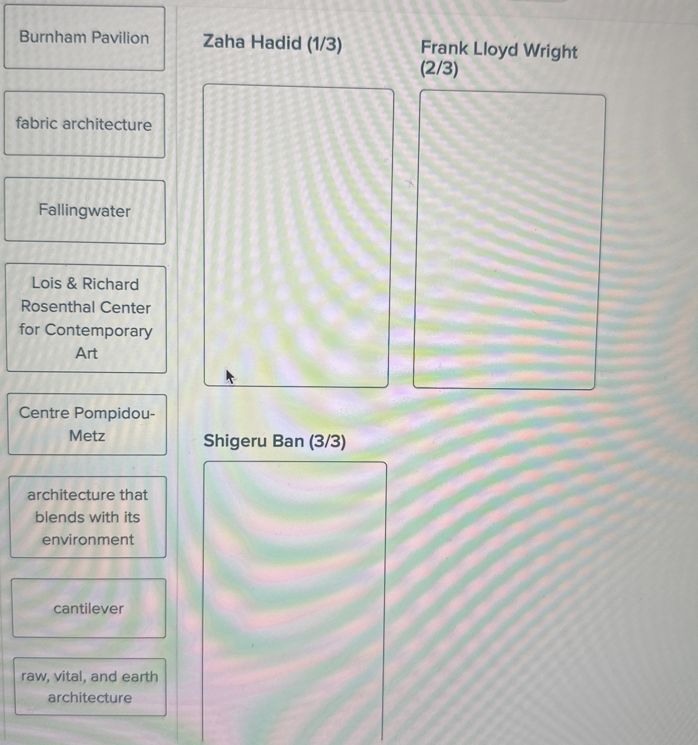 Zaha Hadid ( 1 / 3 ) Frank Lloyd Wright ( 2 3 )