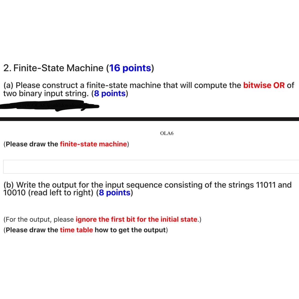 Finite - State Machine ( 1 6 points ) ( a )
