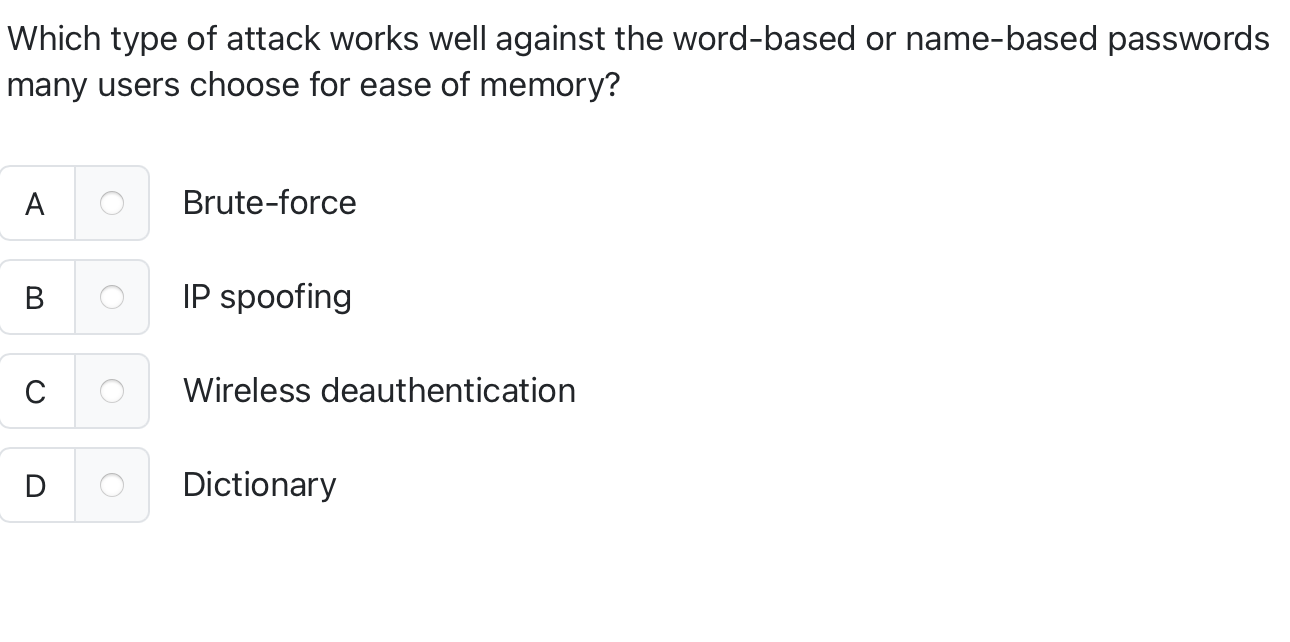 Which type of attack works well against the word