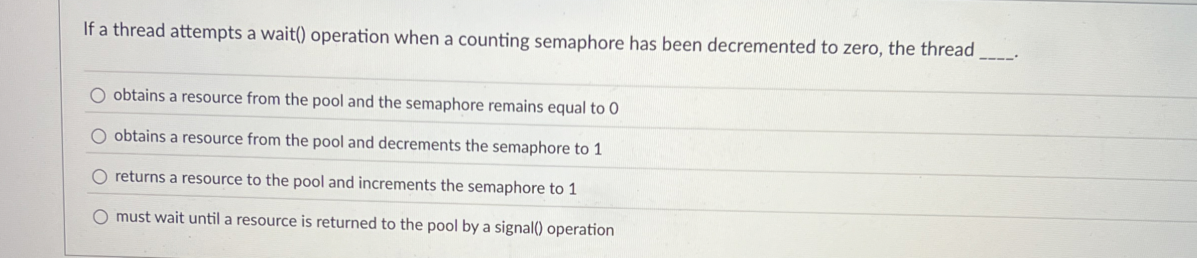 If a thread attempts a wait ( ) operation when a