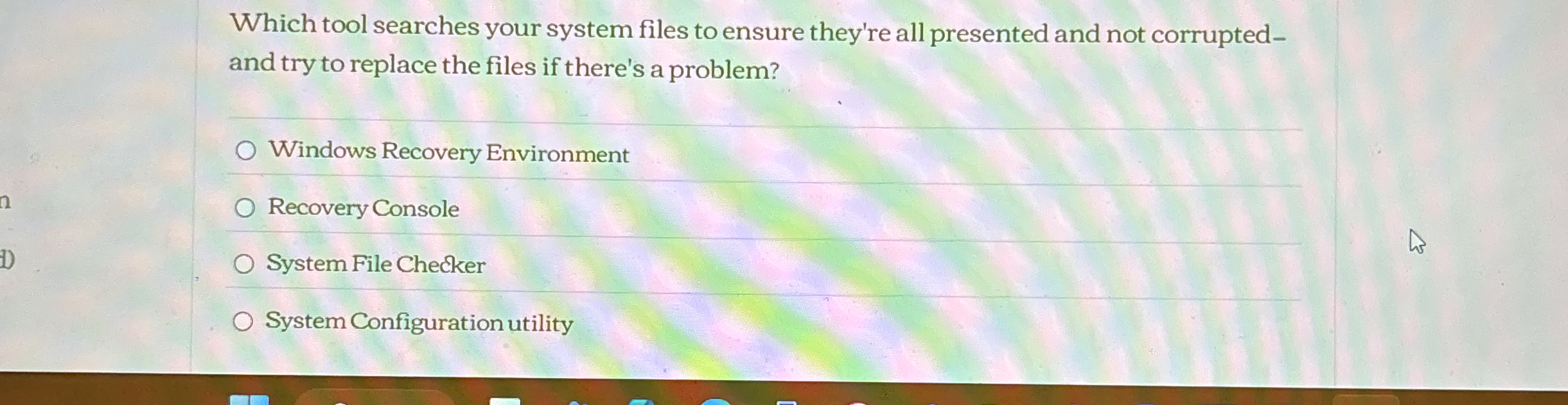 Which tool searches your system files to ensure