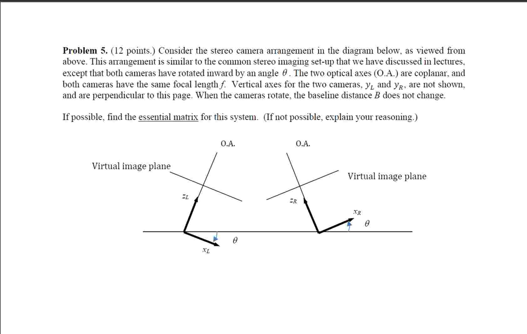 Problem 5 . ( 1 2 points. ) Consider the stereo