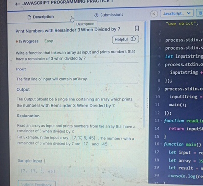 larr JAVASCRIPT PROGRAMMING PRACTICE I