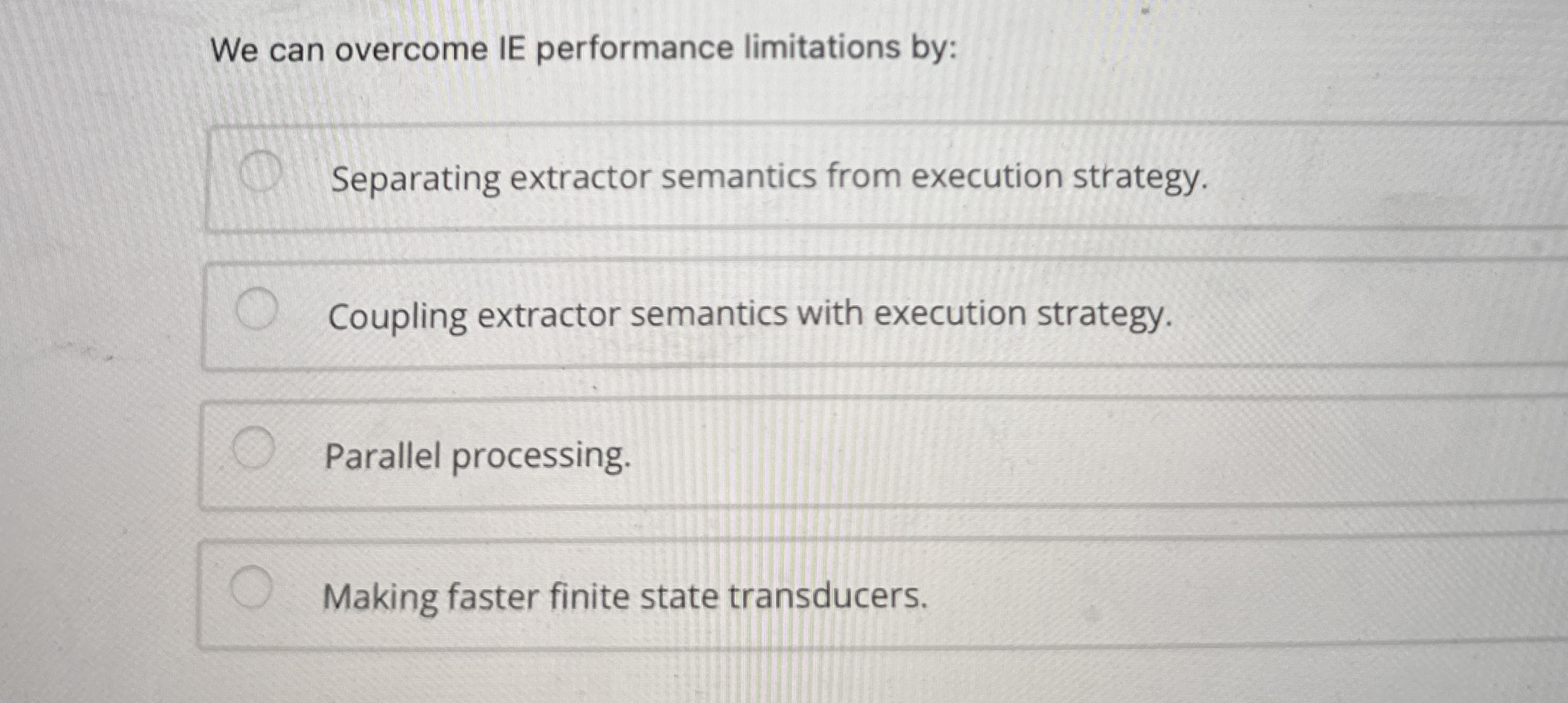 We can overcome IE performance limitations by: