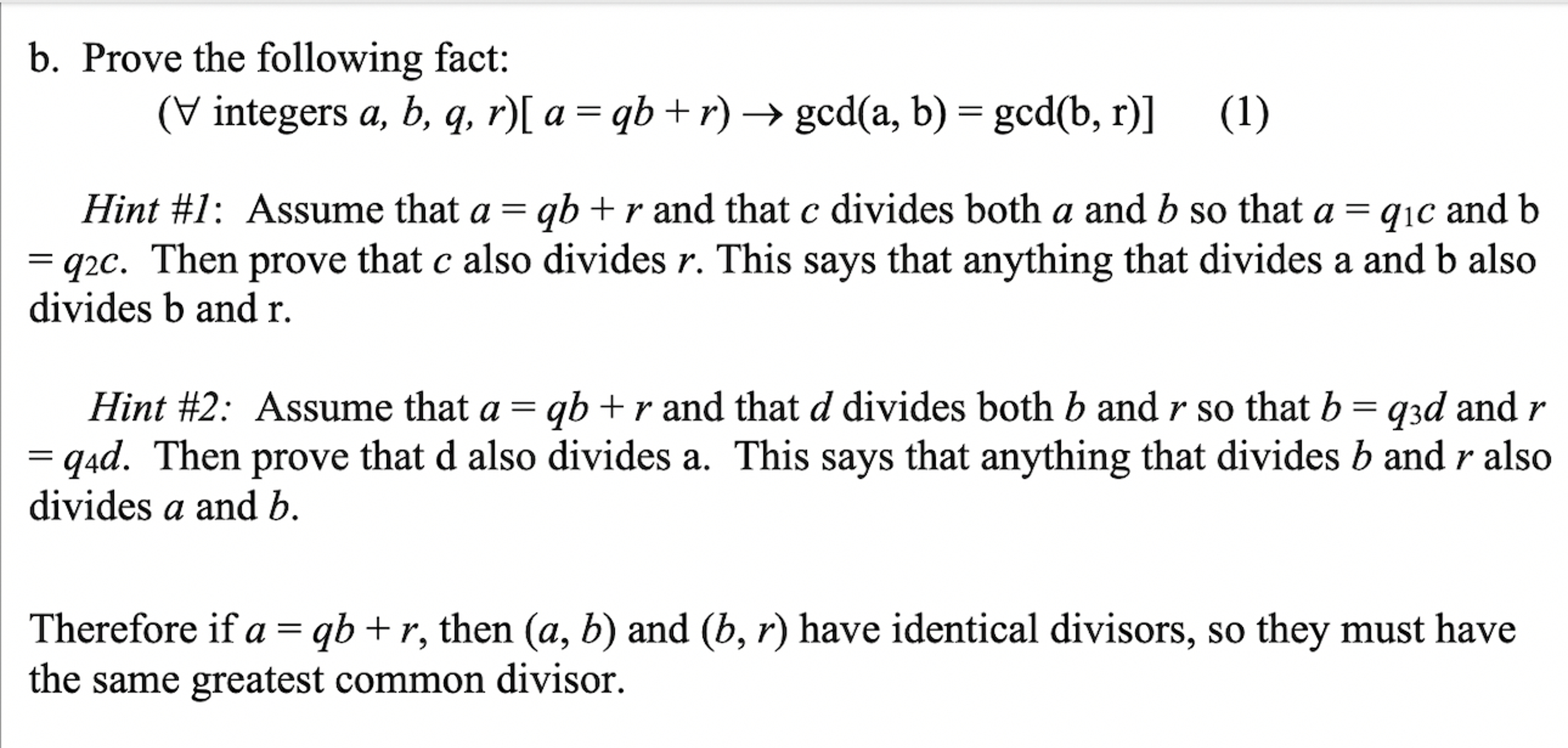 b . Prove the following fact: