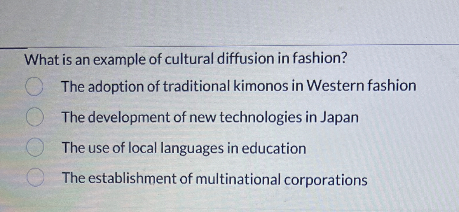 What is an example of cultural diffusion in