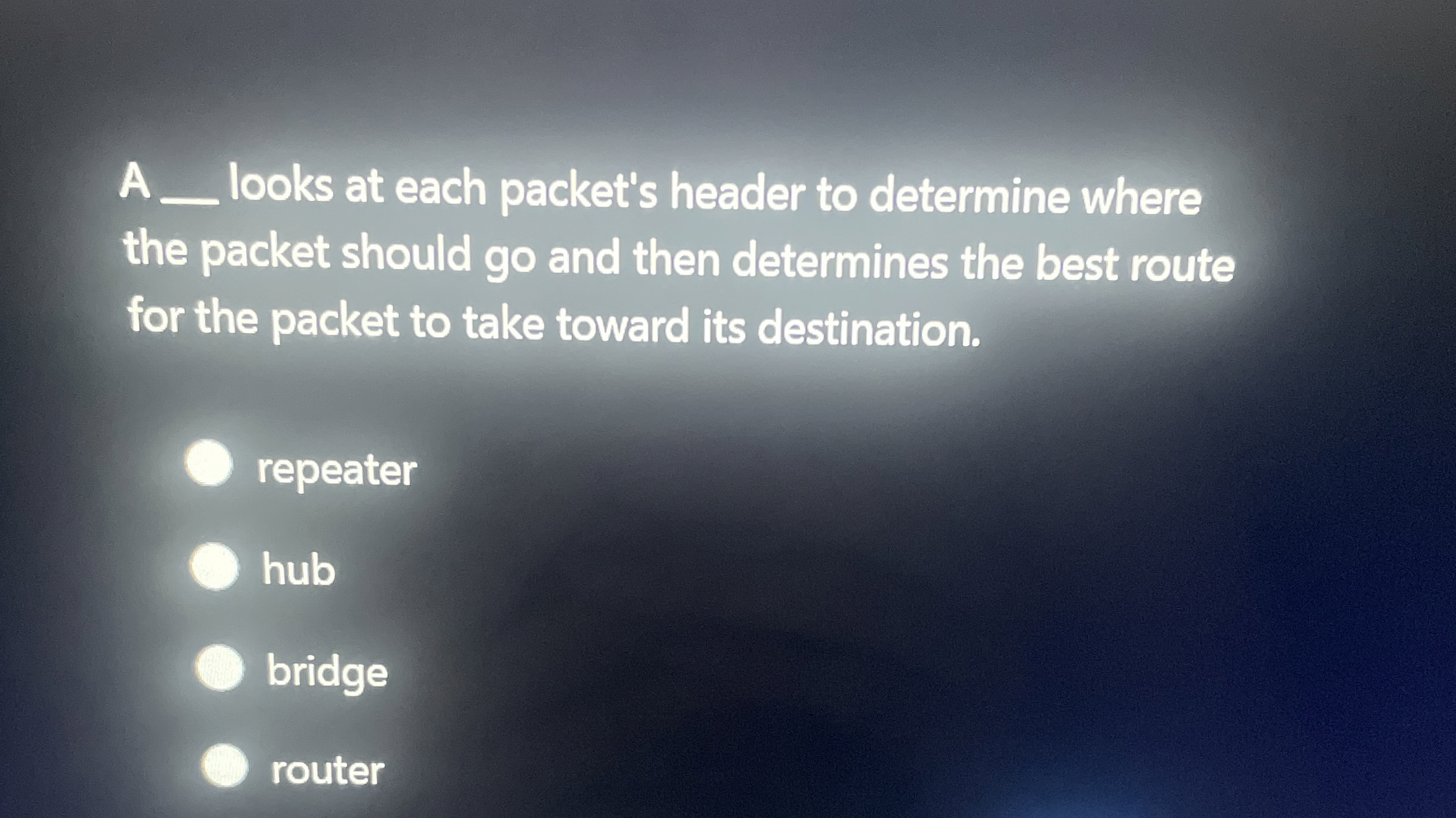 A looks at each packet's header to determine