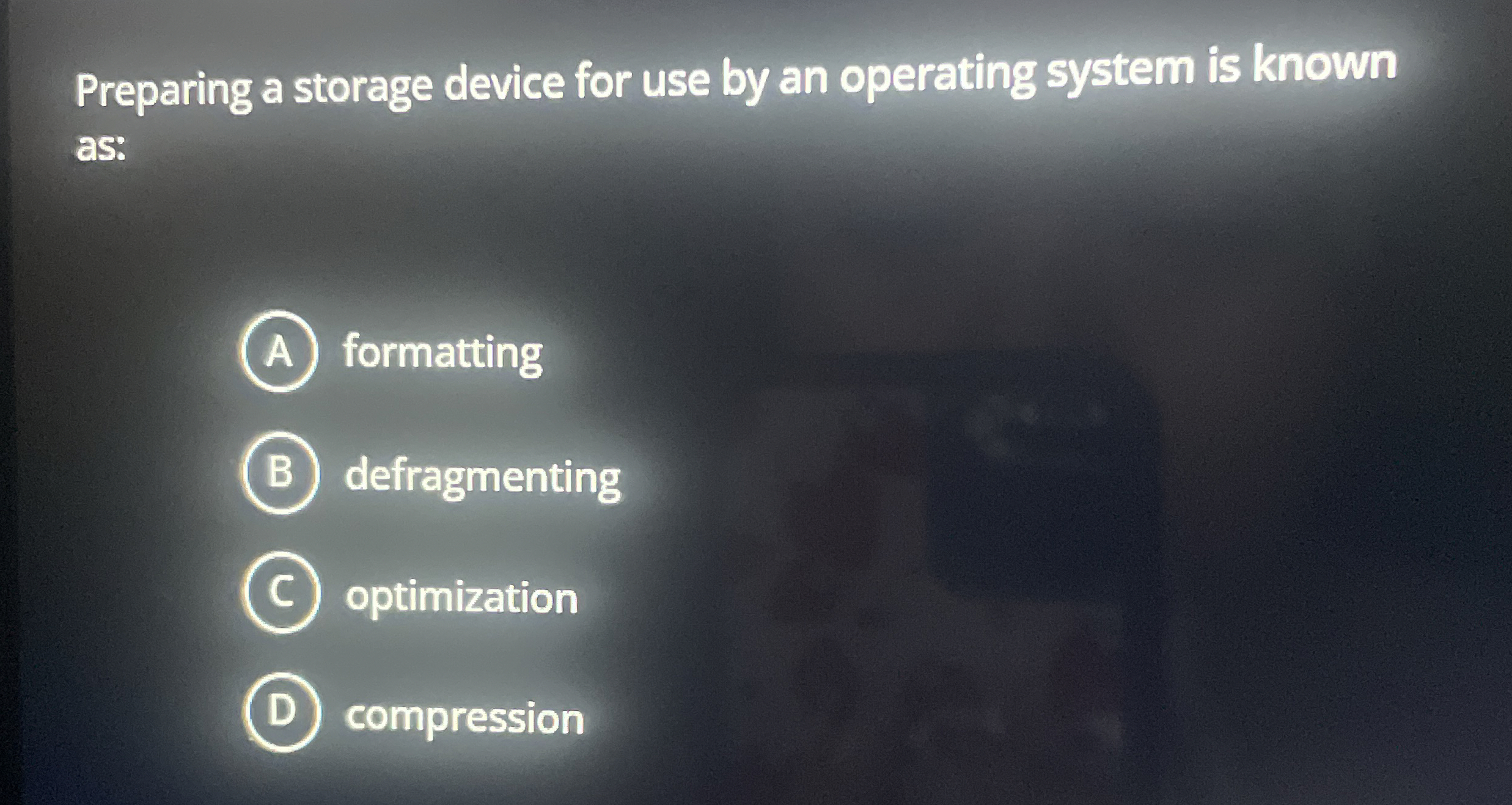 Preparing a storage device for use by an