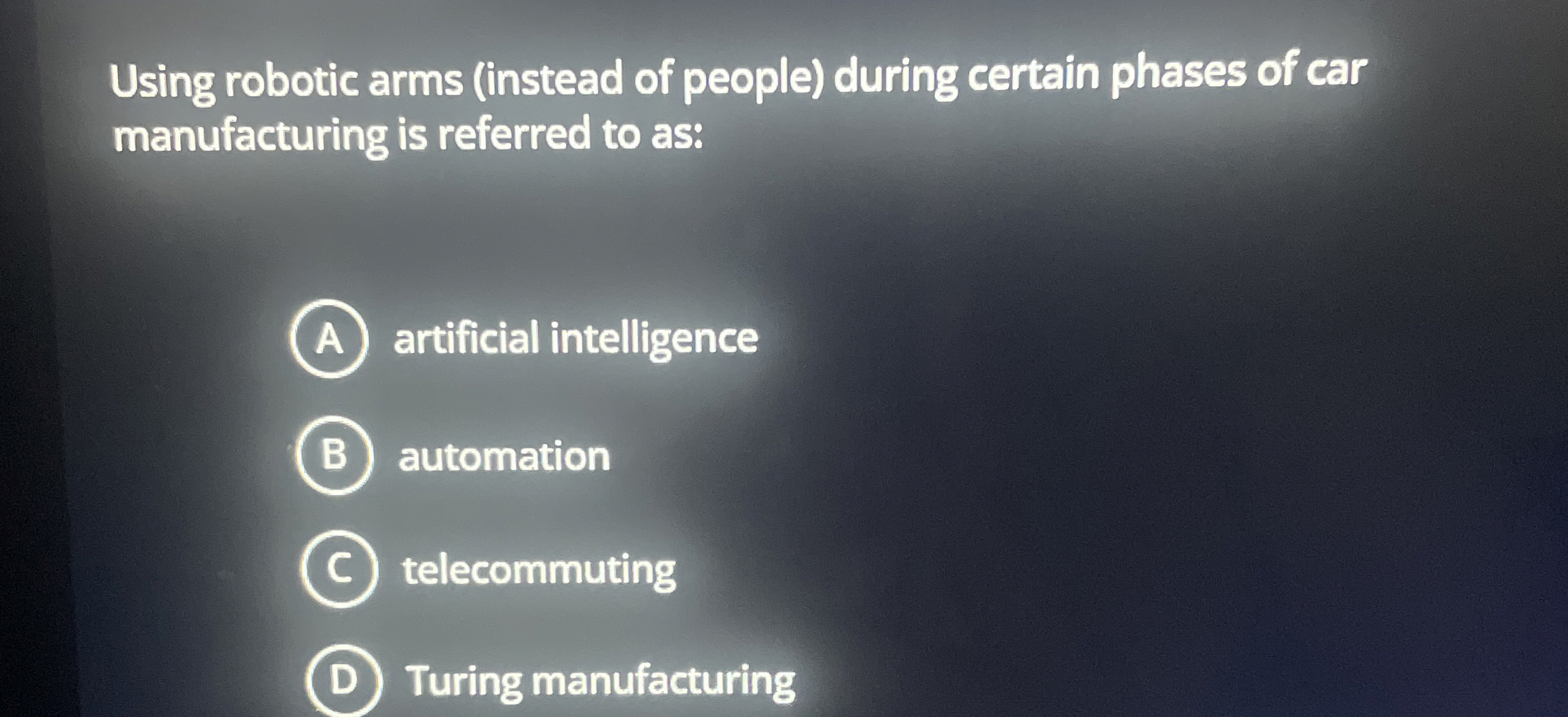 Using robotic arms ( instead of people ) during