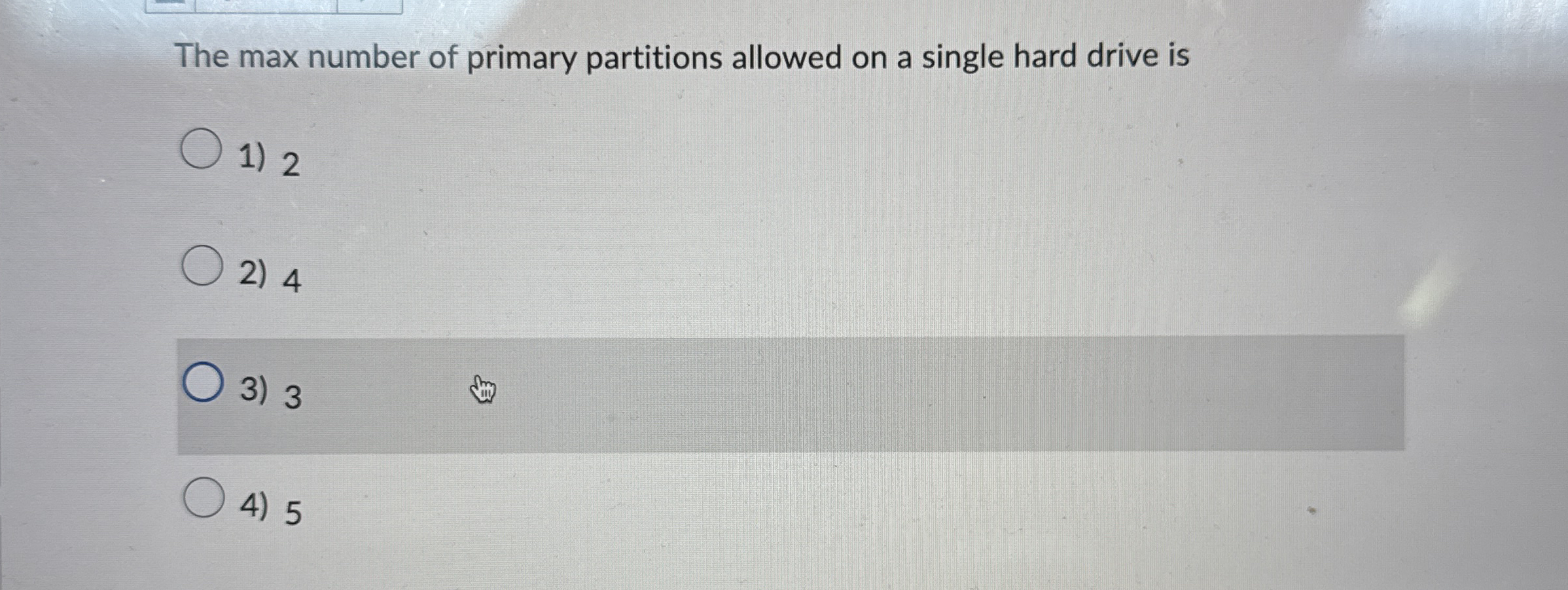 The max number of primary partitions allowed on a