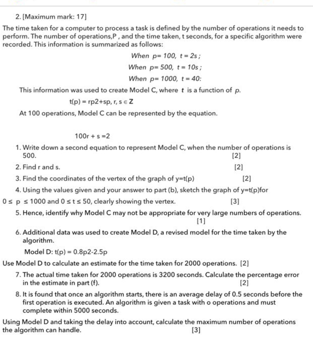 [ Maximum mark: 1 7 ] The time taken for a