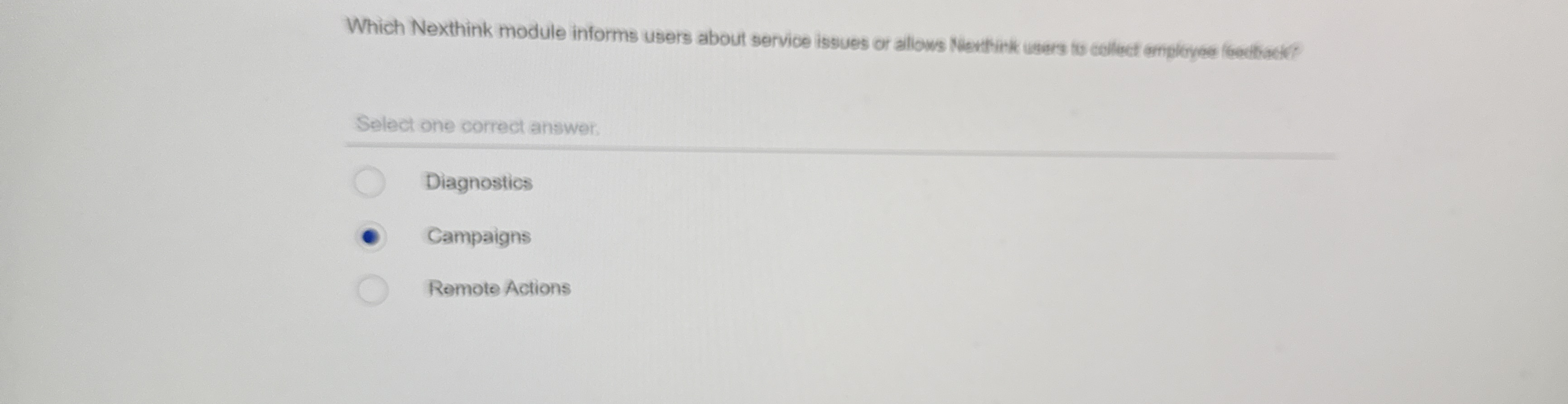 Which Nexthink module informs users about service