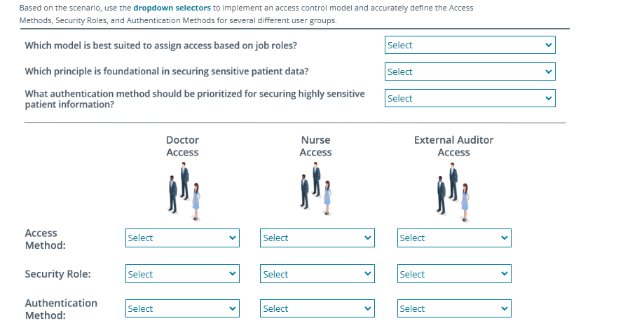 Based on the scenario, use the dropdown selectors