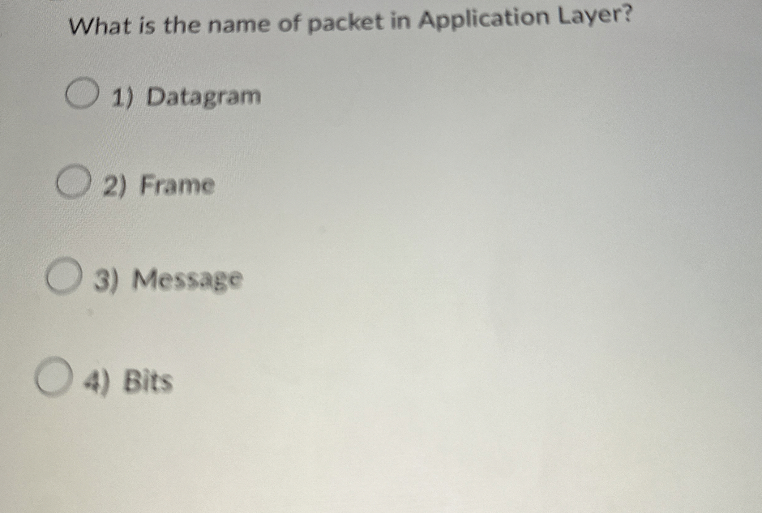 What is the name of packet in Application Layer?