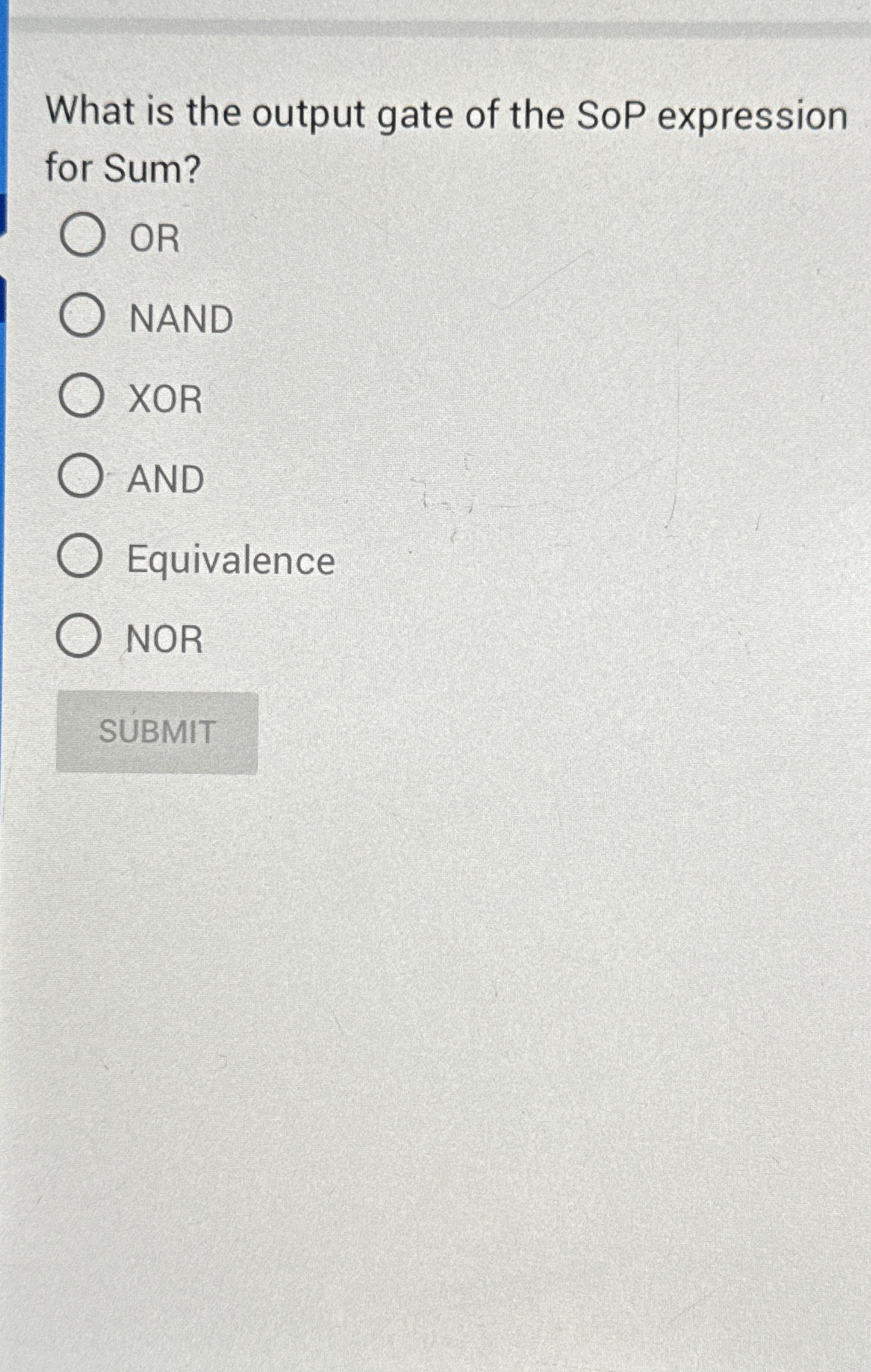 What is the output gate of the SoP expression for