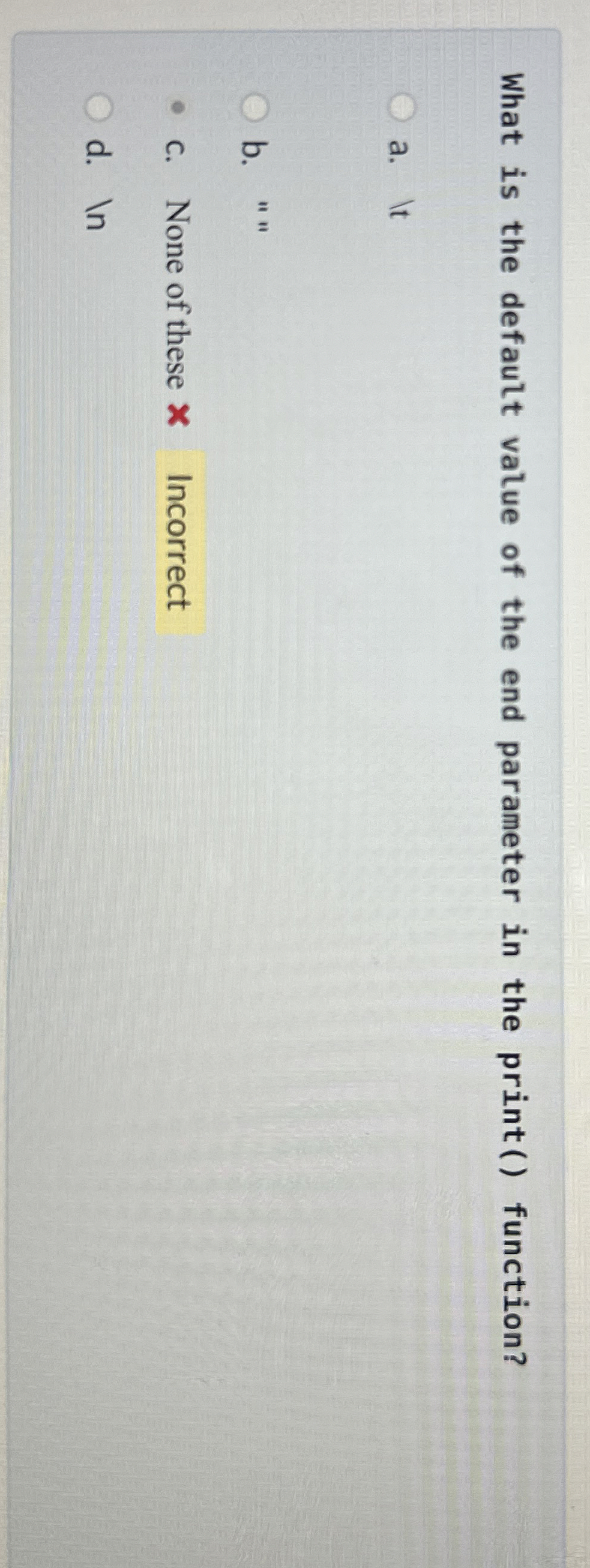 What is the default value of the end parameter in