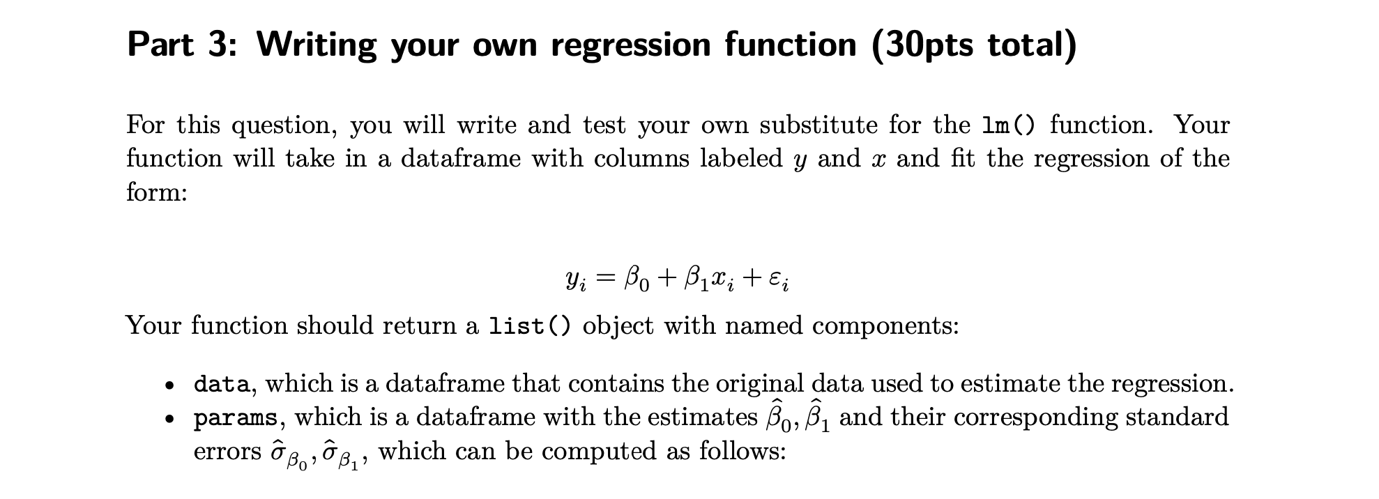Part 3 : Writing your own regression function ( 3