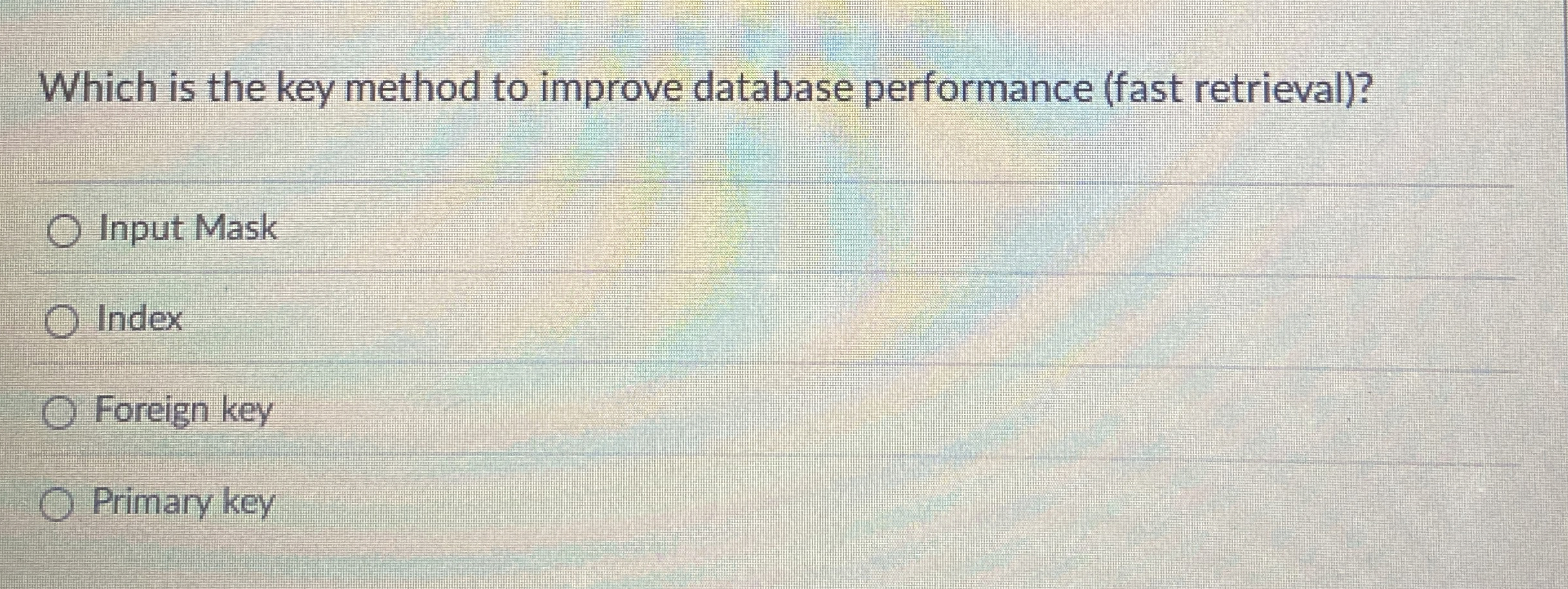Which is the key method to improve database