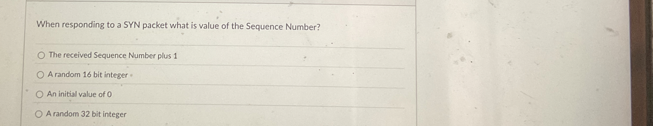 When responding to a SYN packet what is value of